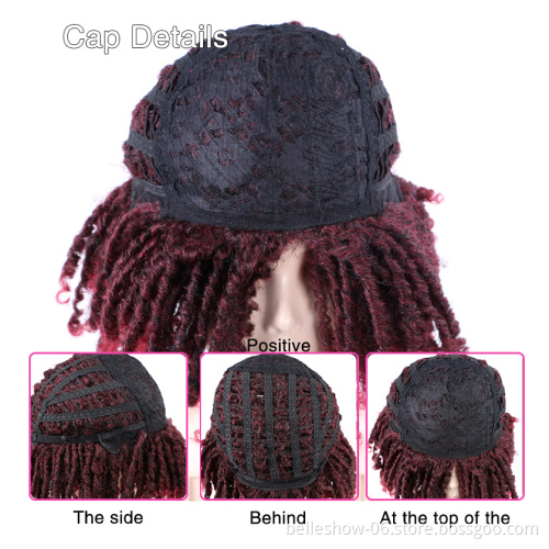Hot sell  Hot Selling soft faux locs wig Afro Kinky Curly Ombre Brown Wig